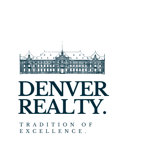 Denver Realty logo with historic building illustration.