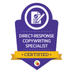 Certified direct-response copywriting specialist badge.