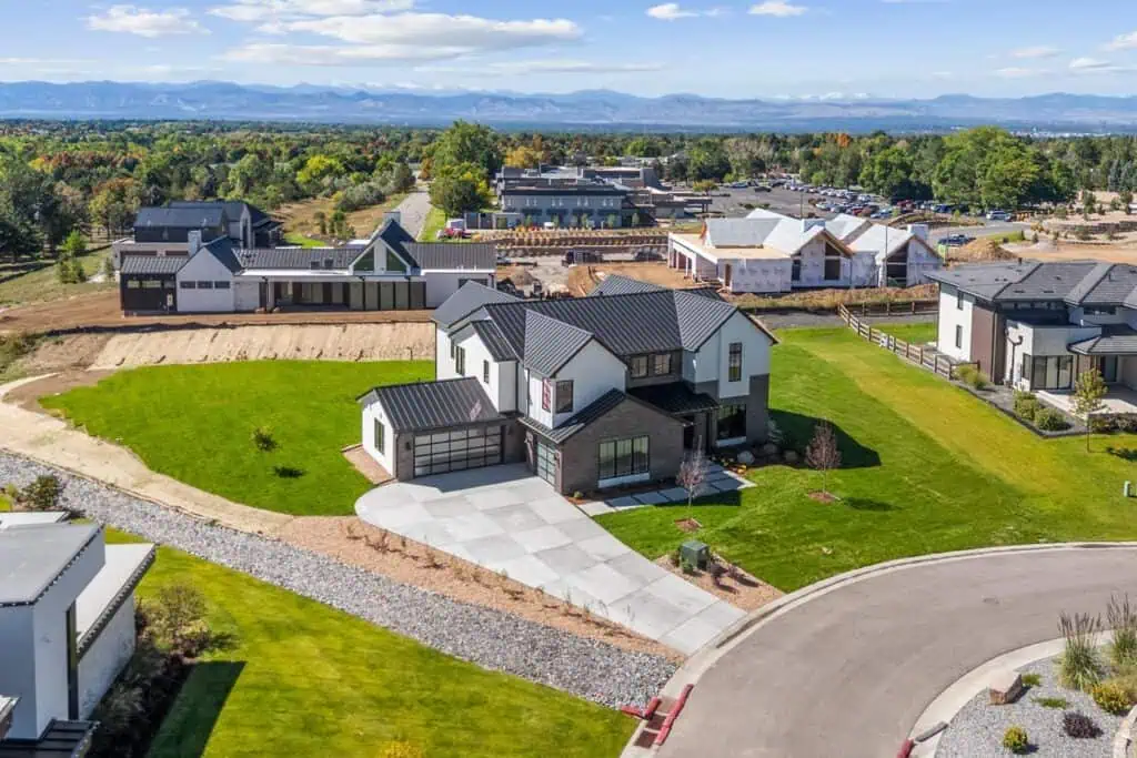 Modern suburban house with mountain views.
